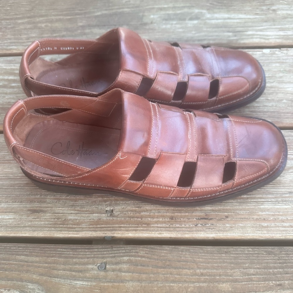 Cole Haan Brown Leather Fisherman Sandals